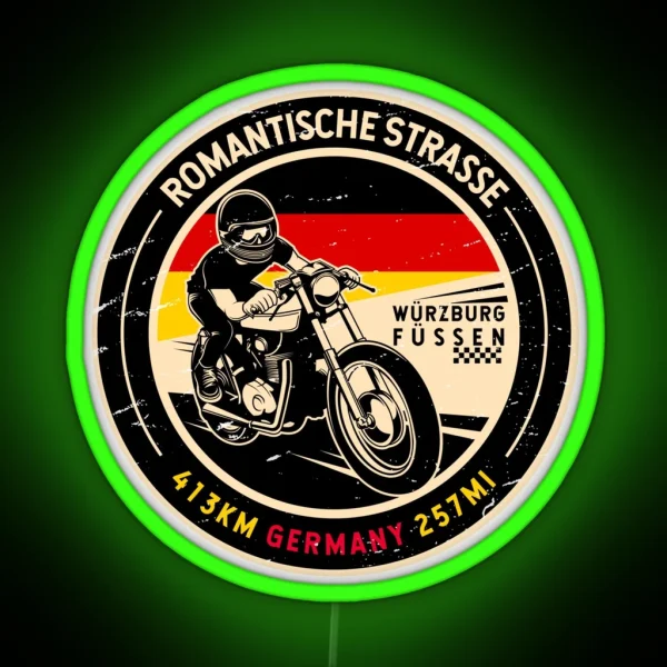 Romantische Strasse Germany Motorcycle RGB Neon Sign