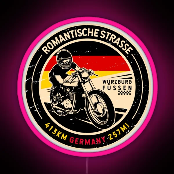 Romantische Strasse Germany Motorcycle RGB Neon Sign