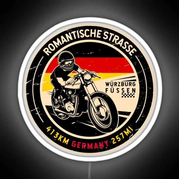 Romantische Strasse Germany Motorcycle RGB Neon Sign
