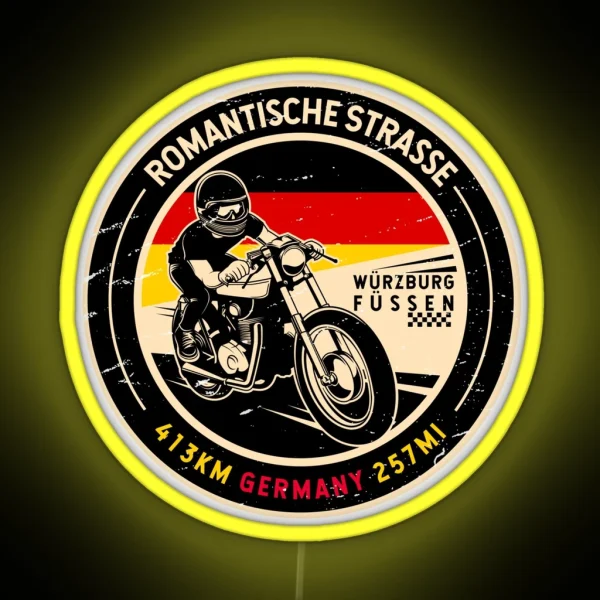 Romantische Strasse Germany Motorcycle RGB Neon Sign