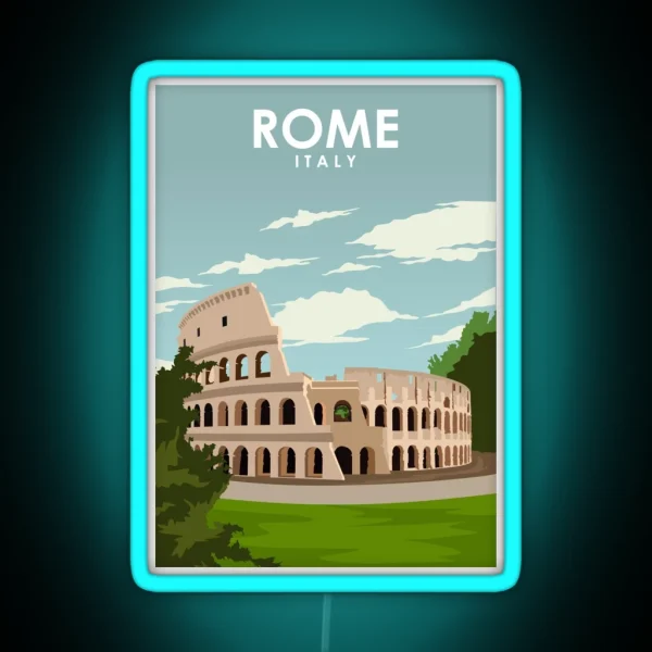 Rome Italy Travel Poster RGB Neon Sign