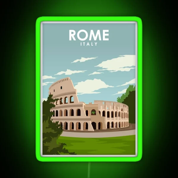 Rome Italy Travel Poster RGB Neon Sign