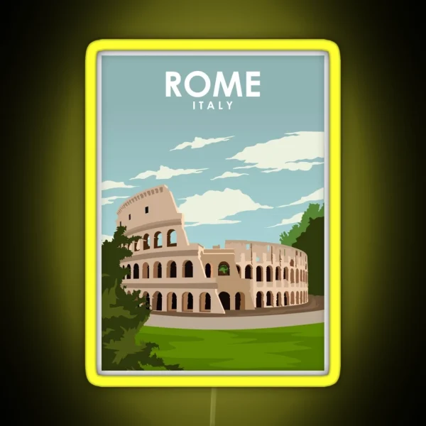 Rome Italy Travel Poster RGB Neon Sign