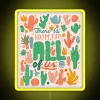 rgb neon sign displaying 'room for all' in vibrant yellow