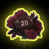 d20 die tabletop gaming variant red rgb neon sign yellow