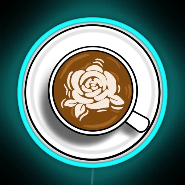 Rose Latte Art RGB Neon Sign
