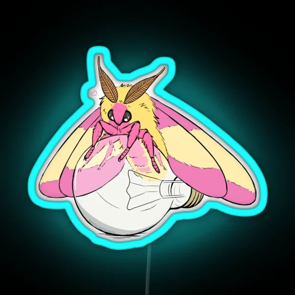 Rosy Maple Moth And Lightbulb RGB Neon Sign