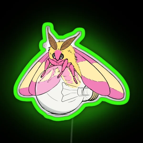 Rosy Maple Moth And Lightbulb RGB Neon Sign