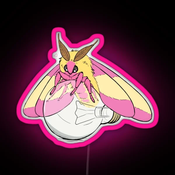 Rosy Maple Moth And Lightbulb RGB Neon Sign