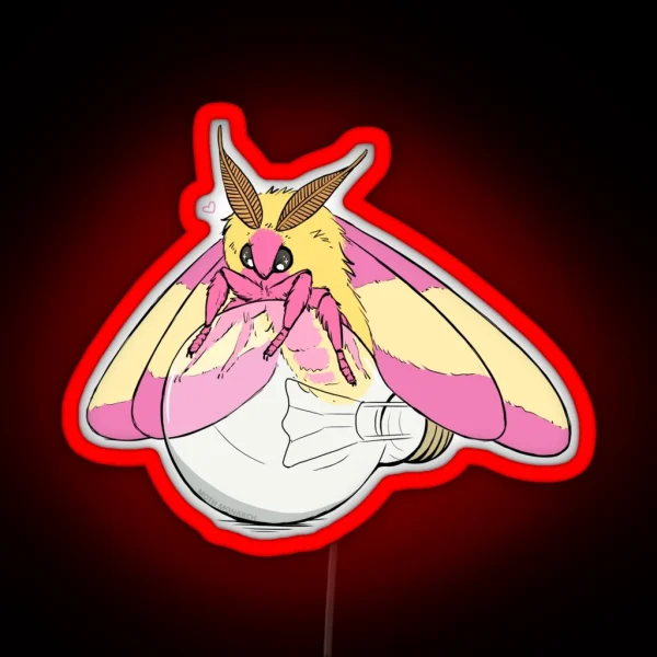 Rosy Maple Moth And Lightbulb RGB Neon Sign