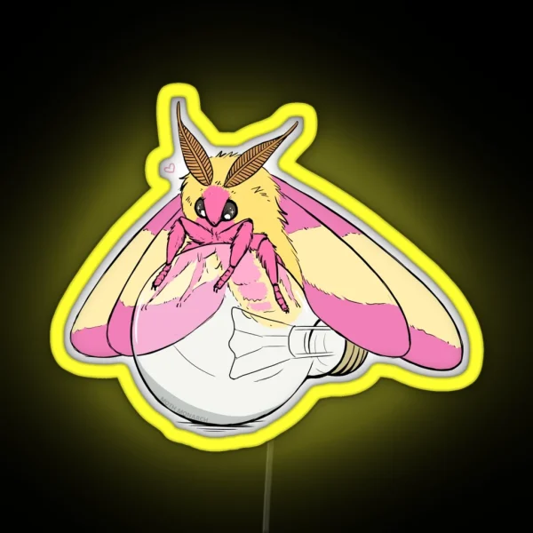 Rosy Maple Moth And Lightbulb RGB Neon Sign