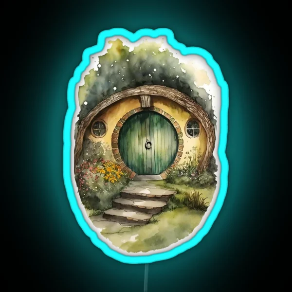 Round Doors In Watercolor And Ink Black Watercolor Art RGB Neon Sign