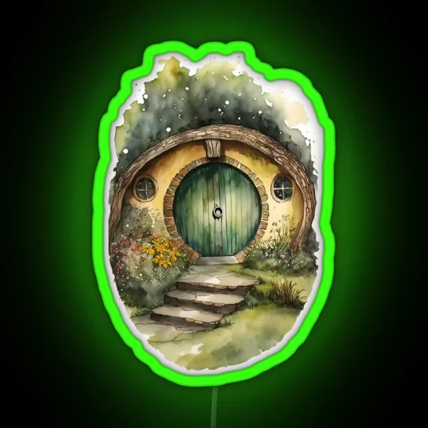 Round Doors In Watercolor And Ink Black Watercolor Art RGB Neon Sign