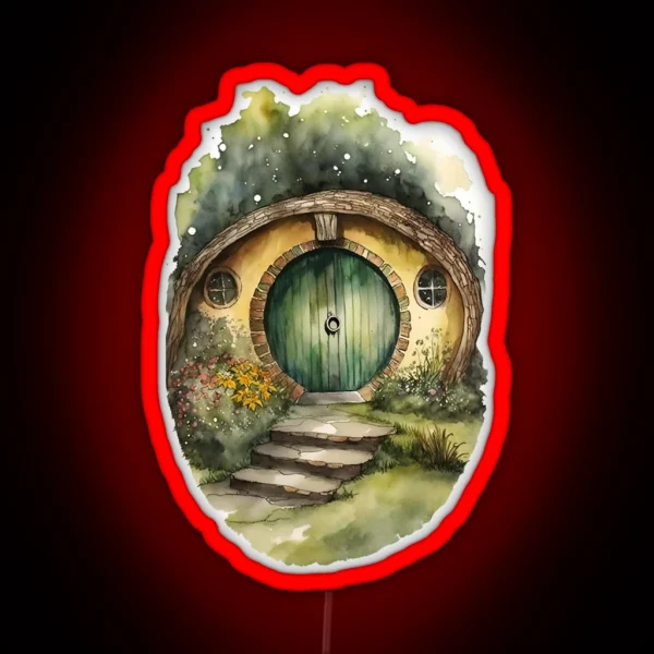 Round Doors In Watercolor And Ink Black Watercolor Art RGB Neon Sign