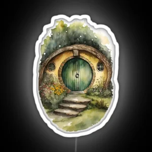 Round Doors In Watercolor And Ink Black Watercolor Art Fantasy RGB Neon Sign