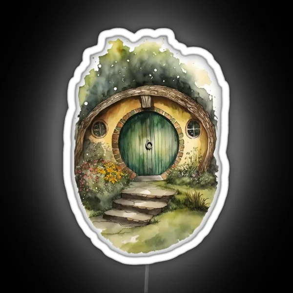 Round Doors In Watercolor And Ink Black Watercolor Art RGB Neon Sign