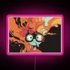 rgb neon sign displaying round glasses in pink