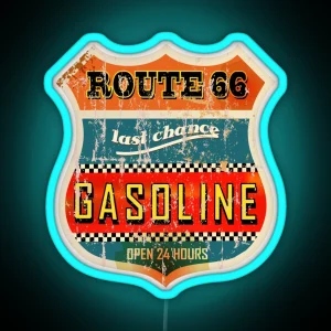 Route 66 Last Change Gasoline RGB Neon Sign