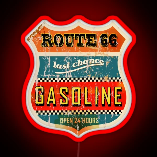 Route 66 Last Change Gasoline RGB Neon Sign