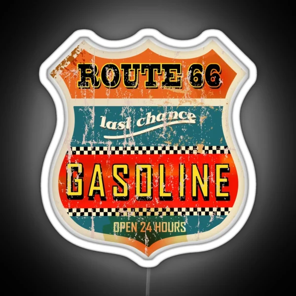 Route 66 Last Change Gasoline RGB Neon Sign