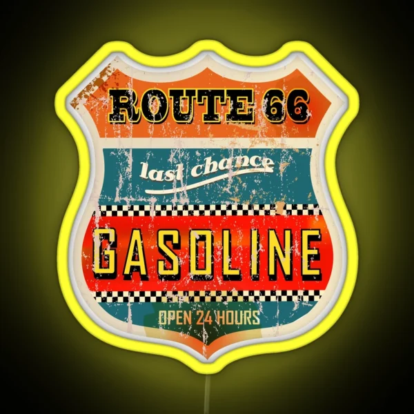 Route 66 Last Change Gasoline RGB Neon Sign