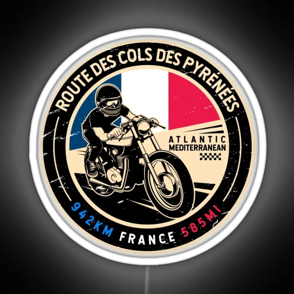 Route Des Cols Pyrenees Motorcycle RGB Neon Sign