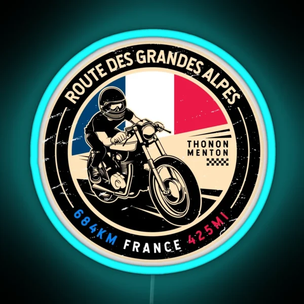 Route Des Grandes Alpes France Motorcycle RGB Neon Sign