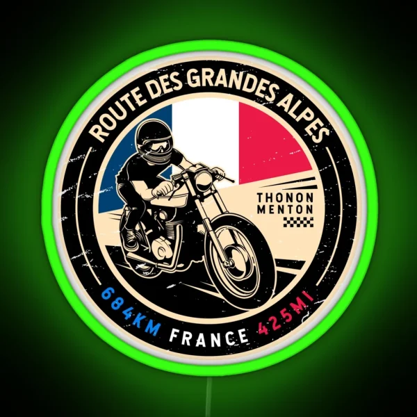 Route Des Grandes Alpes France Motorcycle RGB Neon Sign