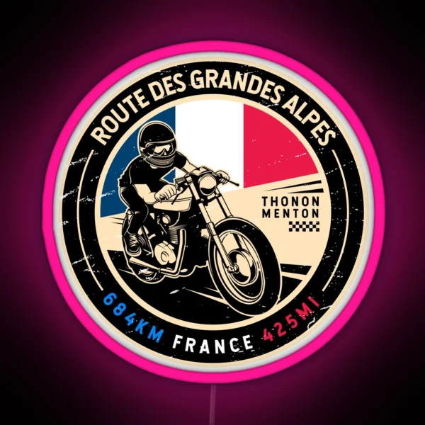 Route Des Grandes Alpes France Motorcycle RGB Neon Sign