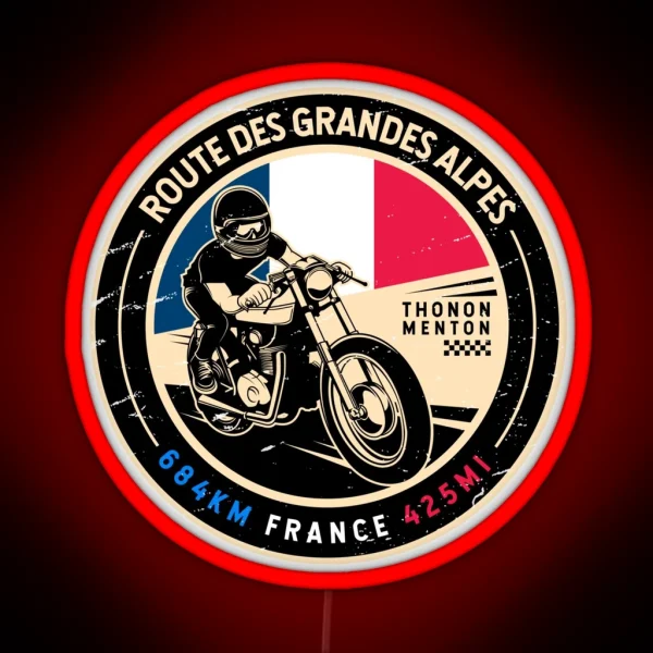 Route Des Grandes Alpes France Motorcycle RGB Neon Sign