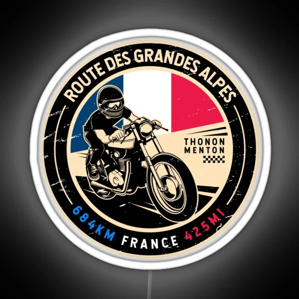 Route Des Grandes Alpes France Motorcycle RGB Neon Sign