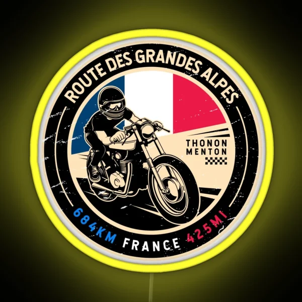 Route Des Grandes Alpes France Motorcycle RGB Neon Sign