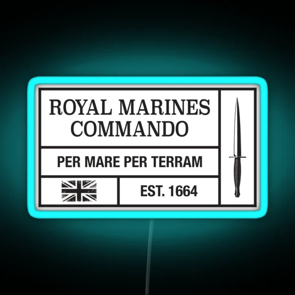 Royal Marines Commando Moto Per Mare Per Terram RGB Neon Sign