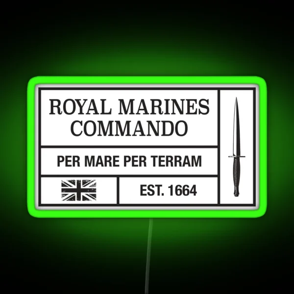 Royal Marines Commando Moto Per Mare Per Terram RGB Neon Sign