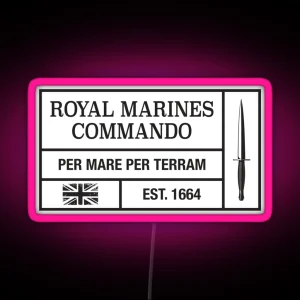Royal Marines Commando Moto Per Mare Per Terram RGB Neon Sign
