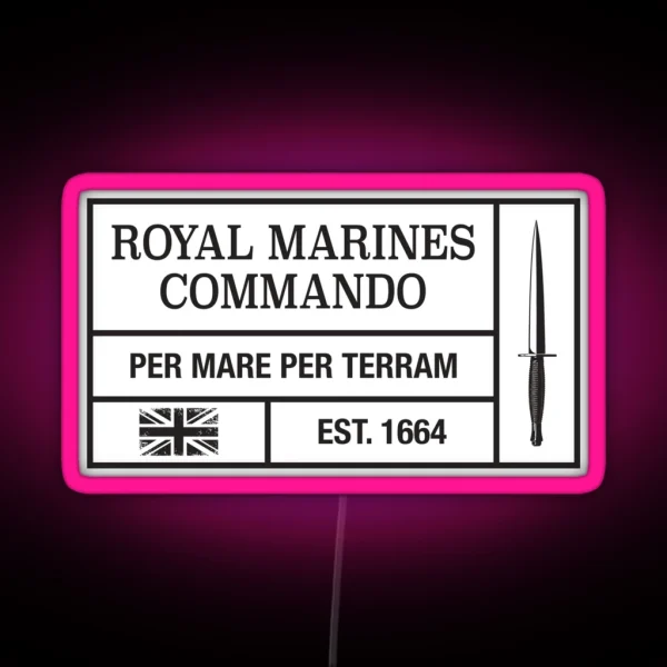 Royal Marines Commando Moto Per Mare Per Terram RGB Neon Sign