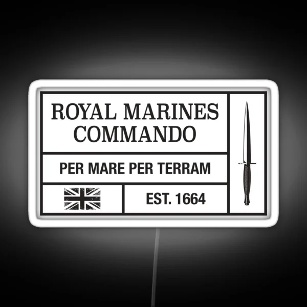 Royal Marines Commando Moto Per Mare Per Terram RGB Neon Sign