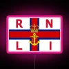 Neon Sign Featuring Royal National Lifeboat Institution Flag in Vibrant RGB Colors - PINK COLORS.