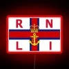 Royal National Lifeboat Institution flag neon sign in red.