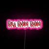 rgb neon sign displaying 'ru rah rah' in vibrant pink colors