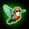 Ruby-throated Hummingbird Kawaii US Bird Inspired Art and LED RGB Neon Sign - Green.