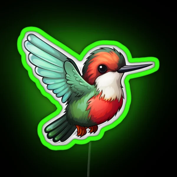 Ruby Throated Hummingbird Kawaii US Bird Inspired Art And Led RGB Neon Sign