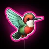 ruby-throated hummingbird kawaii us bird inspired art led rgb neon sign pink