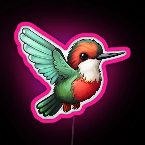 Ruby Throated Hummingbird Kawaii US Bird Inspired Art And Led RGB Neon Sign