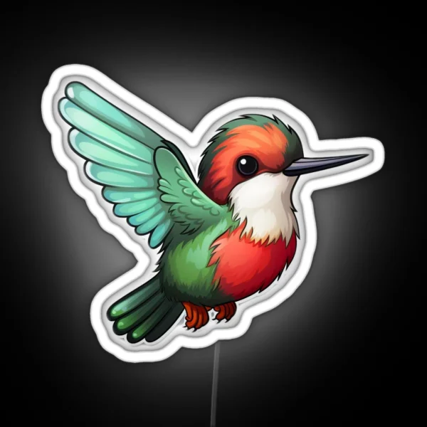 Ruby Throated Hummingbird Kawaii US Bird Inspired Art And Led RGB Neon Sign