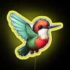 Ruby-Throated Hummingbird Kawaii US Bird Inspired Art with LED RGB Neon Sign - Yellow.