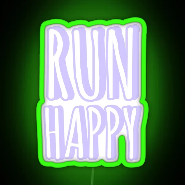 Run Happy Purple Pastel Led RGB Neon Sign