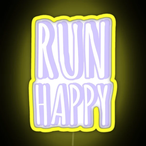 Run Happy Purple Pastel Led RGB Neon Sign