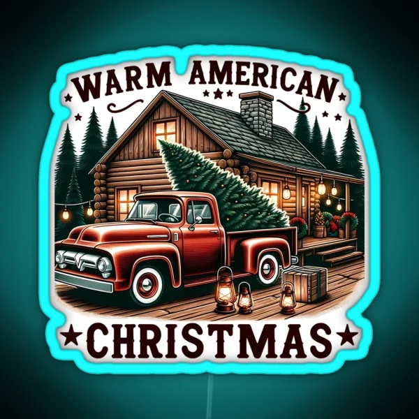 Rustic American Christmas RGB Neon Sign