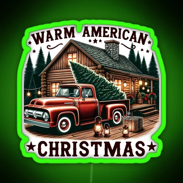 Rustic American Christmas RGB Neon Sign